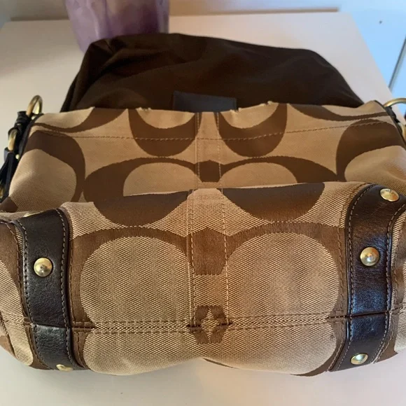 Coach Brown Shoulder Bag with Monogram Pattern - Picture 10 of 15